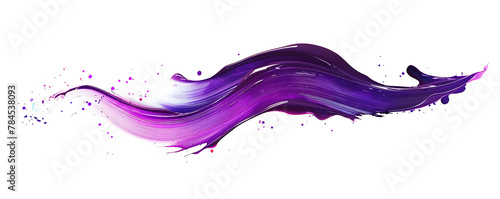 Abstract splash purple acrylic brush stroke oil paint smear line on white background. generative ai photo