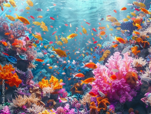 A Vibrant Underwater Coral Reef TeemingColorful Marine Life © Majella