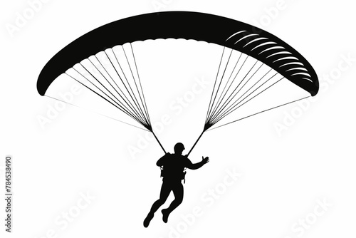 paraglider-black-silhouette-on-white-background