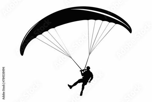 paraglider-black-silhouette-on-white-background