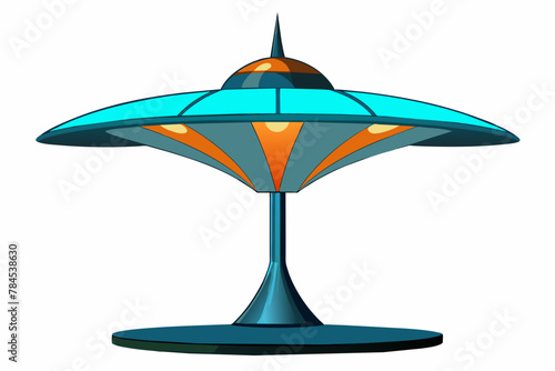A designer lamp with a futuristic shape isolated an white background