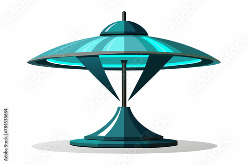 A designer lamp with a futuristic shape isolated an white background