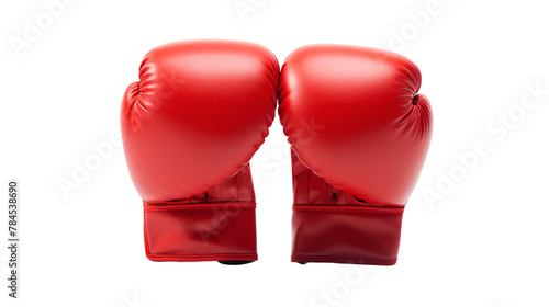 Red boxing gloves isolated on transparent background © The Stock Guy
