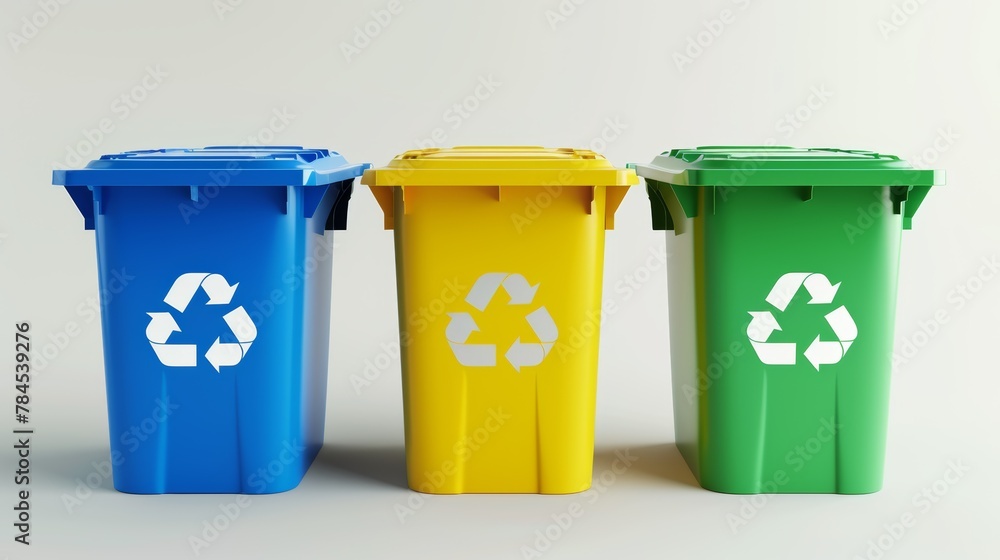 Colorful recycle bins isolated on white background, Recycling concept Colorful recycle bins isolated on white background, Recycling concept