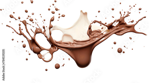 Chocolate milk splash isolated on transparent background