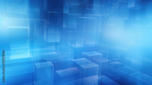 Abstract blue gradient. Blue background. Technology background square glass brick block shape isometric