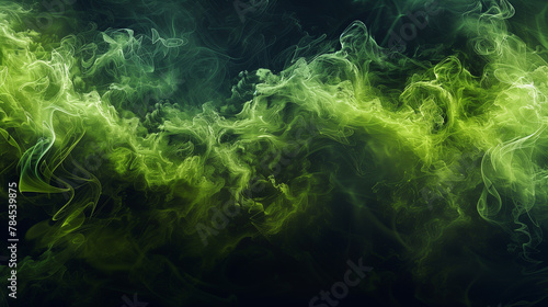 green smoke on black background