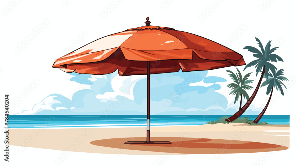 Travel vacation beach umbrella 2d flat cartoon vact