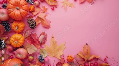Autumn Thanksgiving Colorful Setting Background with open copy space 