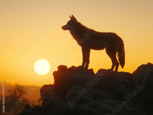 A majestic lone wolf standing proudly onrugged cliff - Wildlife photography in nature