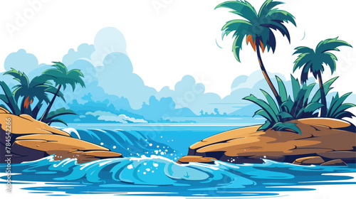 Tropical blue water .. 2d flat cartoon vactor illustration
