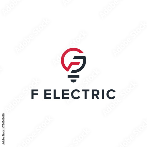 letter f electric simple sleek creative geometric modern logo design