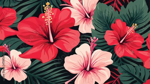 Tropical Hibiscus and Monstera tropical pattern hib