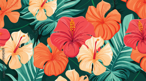 Tropical Hibiscus and Monstera tropical pattern hib photo