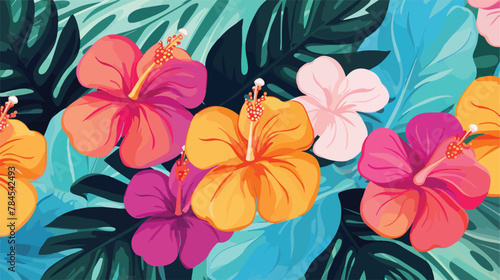 Tropical Hibiscus and Monstera tropical pattern hib photo