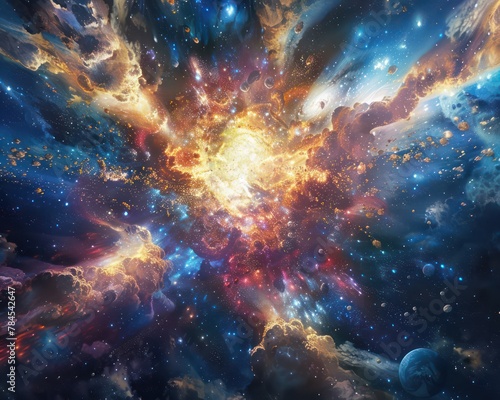 Cosmic Explosion in Vibrant Space Nebula