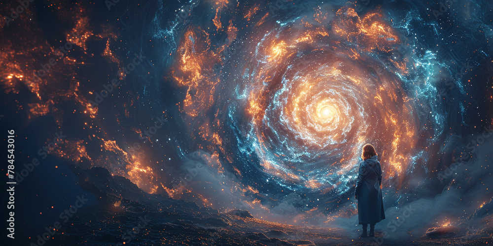 Futuristic Doctor in High-Tech Hospital Surrounded by Indigo Nebula Futuristic Doctor in High-Tech Hospital Surrounded by Indigo Nebula