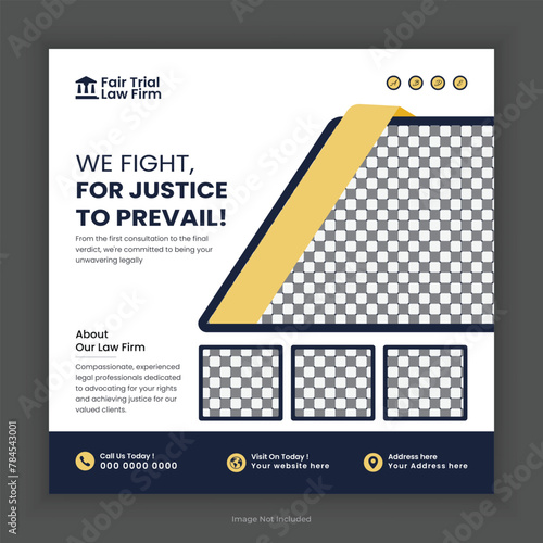  Law Firm Social media post and law consultation square flyer or web banner template design