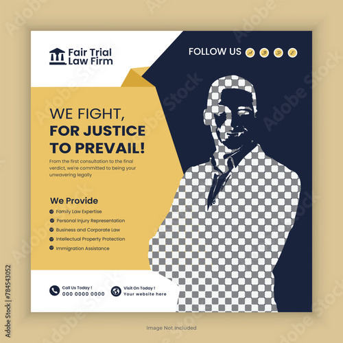  Law Firm Social media post and law consultation square flyer or web banner template design