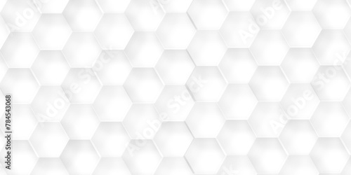 Fototapeta Naklejka Na Ścianę i Meble -  Abstract white background with hexagons. Abstract hexagon polygonal pattern background vector. seamless bright white abstract honeycomb background.	