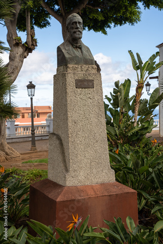 Icod de los Vinos, Spain - 08.12.2023: Bust of Francisco G. Fajardo Hernandez Bermejo in Icod de los Vinos, Tenerife