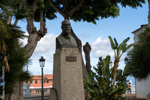 Icod de los Vinos, Spain - 08.12.2023: Bust of Francisco G. Fajardo Hernandez Bermejo in Icod de los Vinos, Tenerife