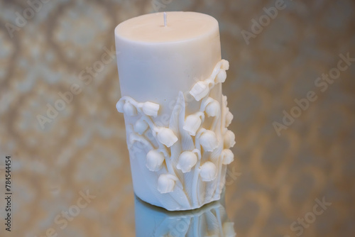 Flower pattern white soy wax candle