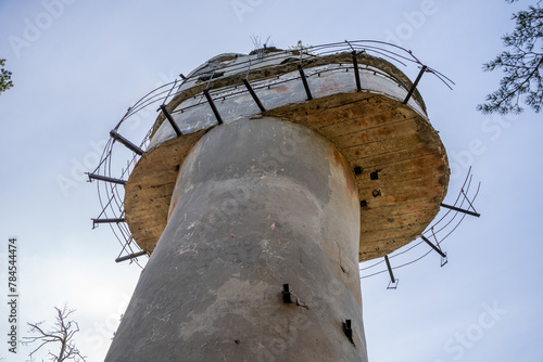 View on fire correction tower for coastal defence battery from below