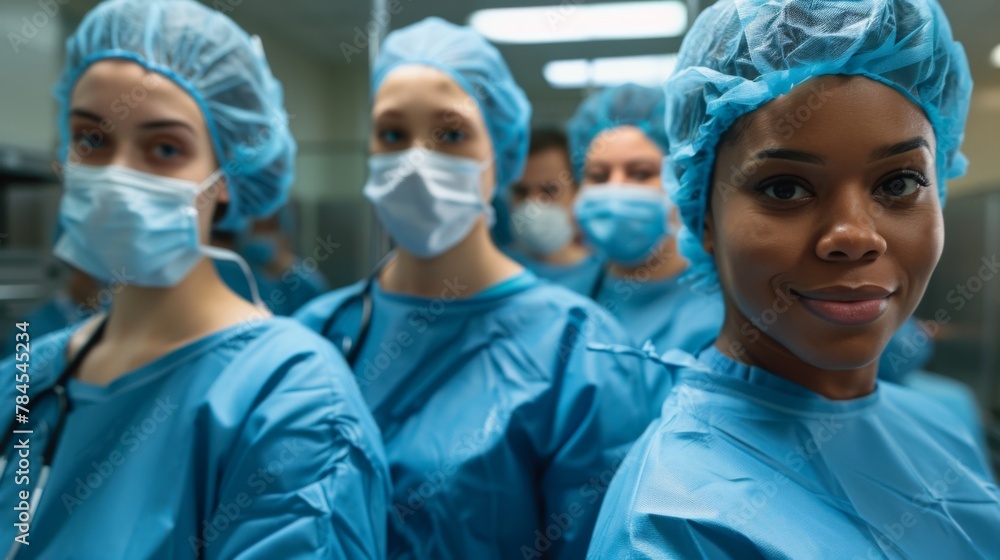 Group of Doctors in Scrubs Standing in a Room Group of Doctors in Scrubs Standing in a Room