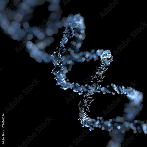 DNA sequence closeup isolated on black background 