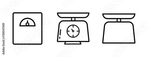 Weighing Scale Lineal Icon Symbol Vector. Black Outline Weighing Scale Icon