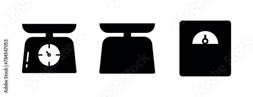 Weighing Scale Fill Icon Symbol Vector. Black Glyph Weighing Scale Icon