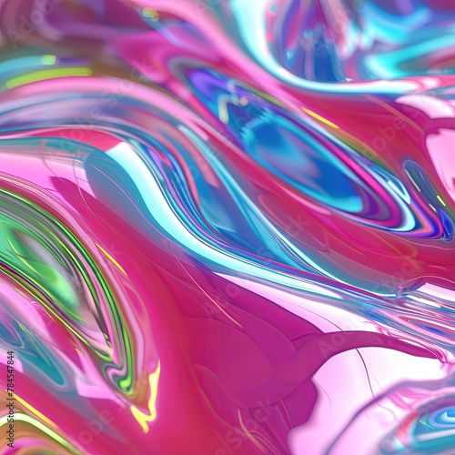 The close up of a glossy liquid surface abstract in hot pink