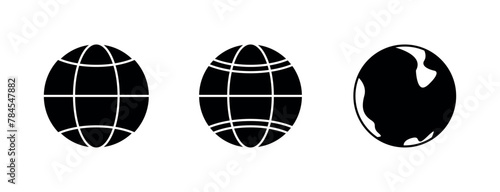 World Fill Icon Symbol Vector. Black Glyph World Icon