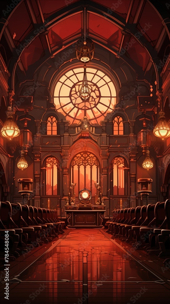 Obraz premium A Realistic and Detailed Interior of a Courtroom