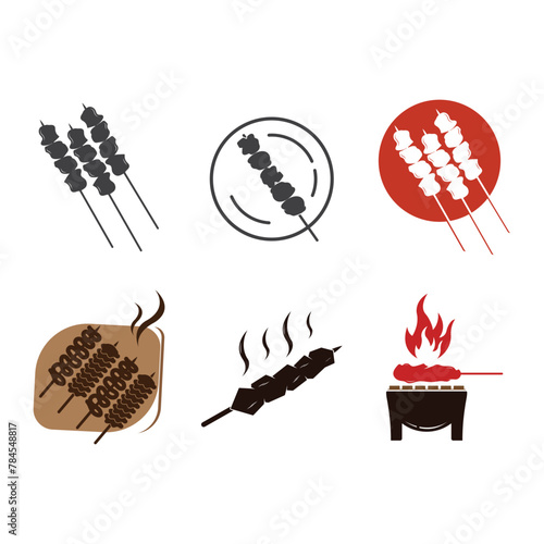 satay logo design template for your business food, restaurant and barbecue