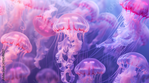 Many jellyfish pattern pink and purple gradient © Ummeya