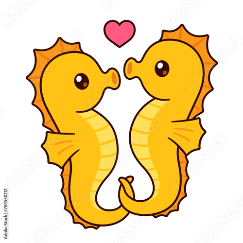 Cute cartoon seahorse couple © sudowoodo