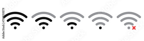 Wifi signal bar different shape no signal illustration vector