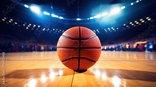 Basketball on the Field of the Stadium