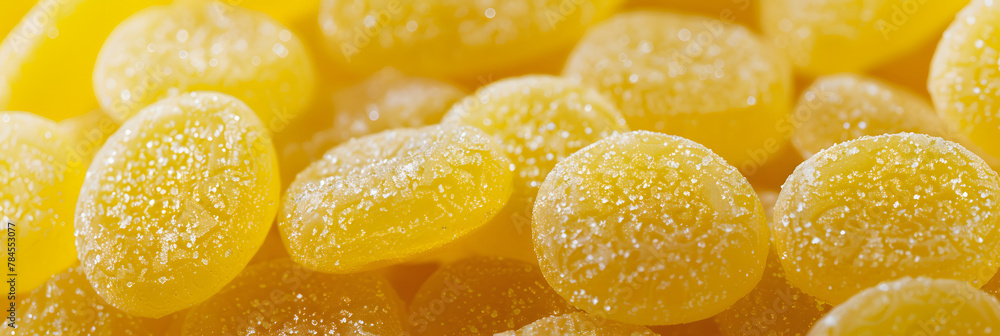 Close View of Sour Lemon Drops Candy - Yellow Hard Confectionery with a Tangy Taste Close View of Sour Lemon Drops Candy - Yellow Hard Confectionery with a Tangy Taste