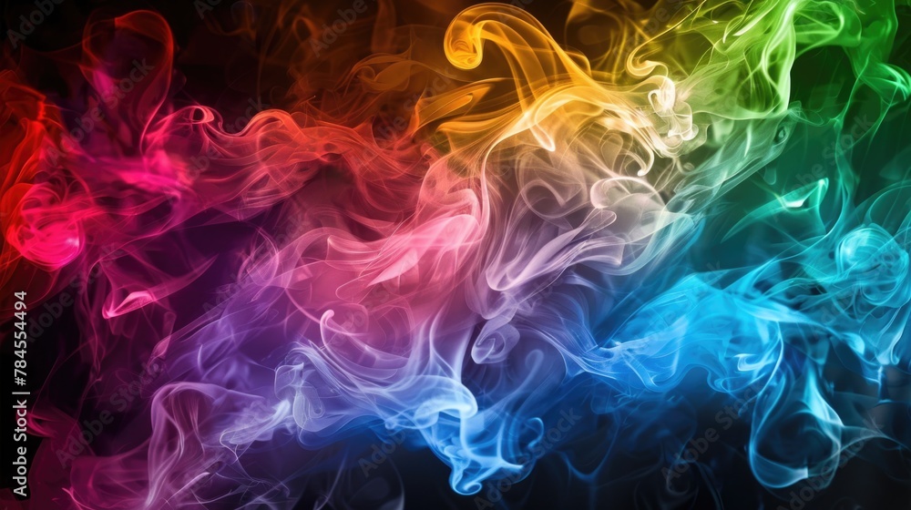 Multicolored vivid smoke. AI generative.