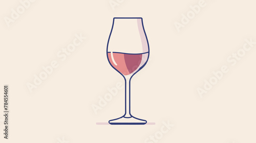 Flat illustration of a wine glass, in the vector style on a white background,