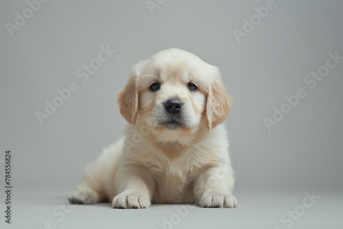 a puppy Golden Retriever dog on white background.