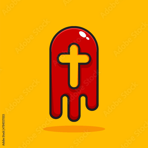 Symbol of the blood of Jesus Christ with a cross symbol