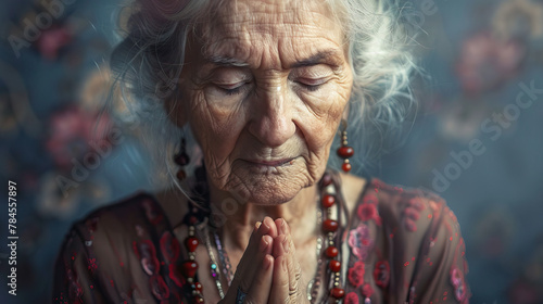 Celestial Connection: Woman with Rosary, Deepening Spiritual Bond.