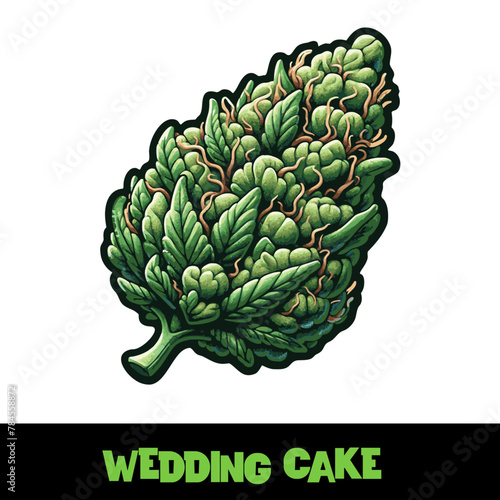 Vector Illustrated Wedding Cake Cannabis Bud Strain Cartoon	