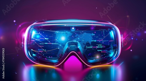 Conceptual illustration of virtual reality glasses, metaverse technology in the future, game concept. Episode 10 modern format. photo