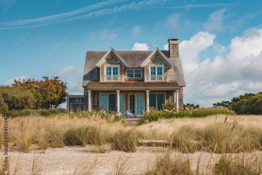 Exterior of a coastal home in the Hamptons Exterior of a coastal home in the Hamptons