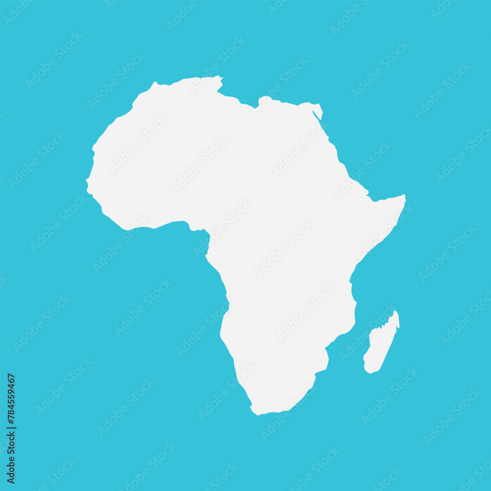 Africa map icon on the blue background. Africa map silhouette sign. flat style. Africa map icon on the blue background. Africa map silhouette sign. flat style.
